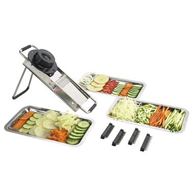 Louis Tellier – Mandoline du Chef i Rostfritt Stål – Vändbar med 4 Julienne-blad (2–4–7–10 mm)