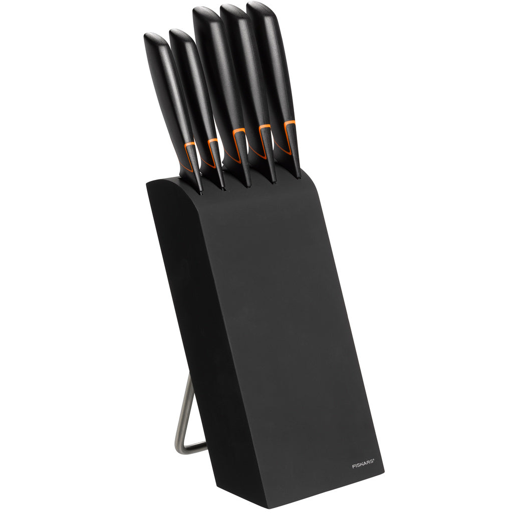 Fiskars - Edge Knivblock med 5 Köksknivar Svart