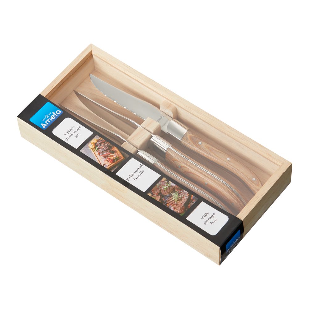 Amefa, Grillknivar Rostfritt Stål & Polerat Träskaft 4-Pack