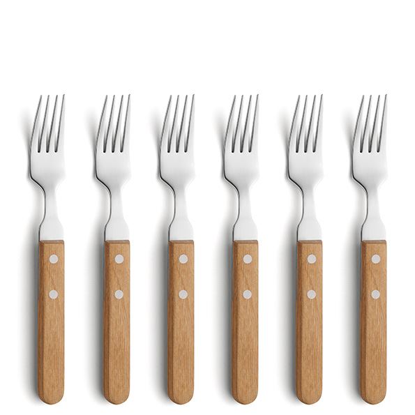 Amefa, Grillgafflar Rostfritt Stål & Trähandtag 6-Pack