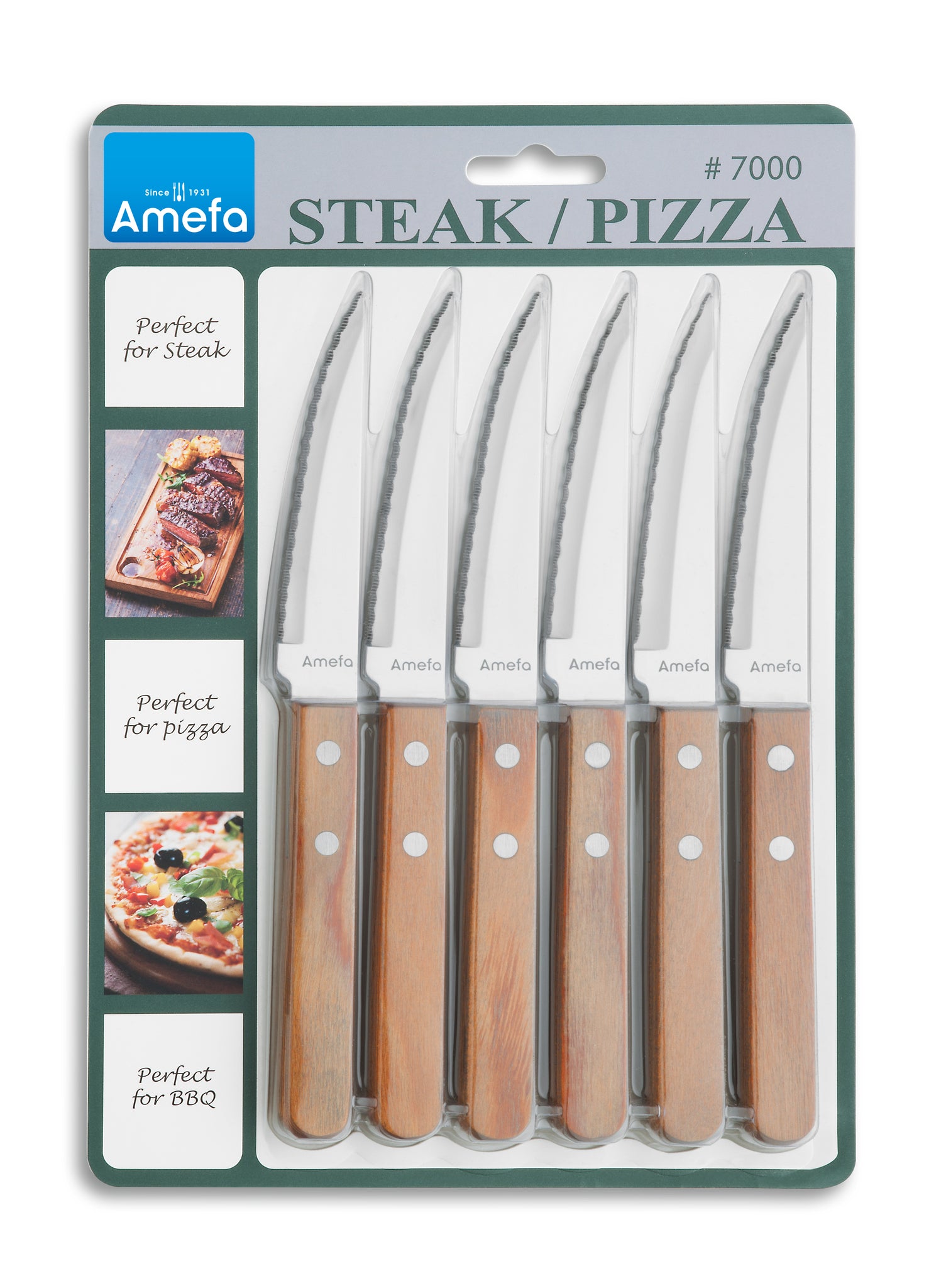 Amefa, Grillknivar Rostfritt Stål & Trähandtag 6-Pack