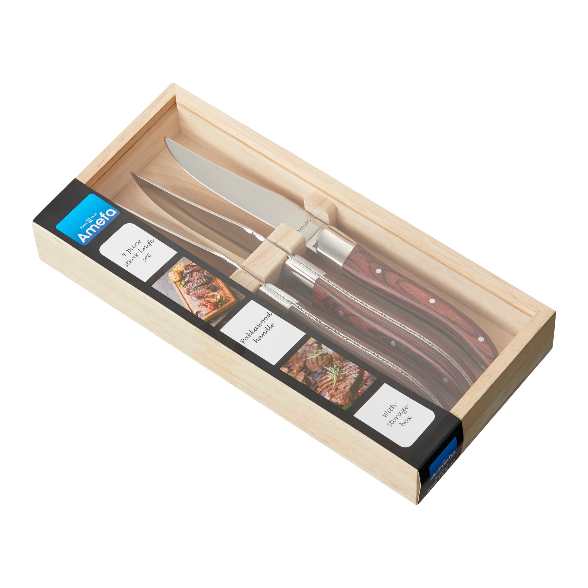 Amefa, Grillknivar Rostfritt Stål & Träskaft 4-Pack