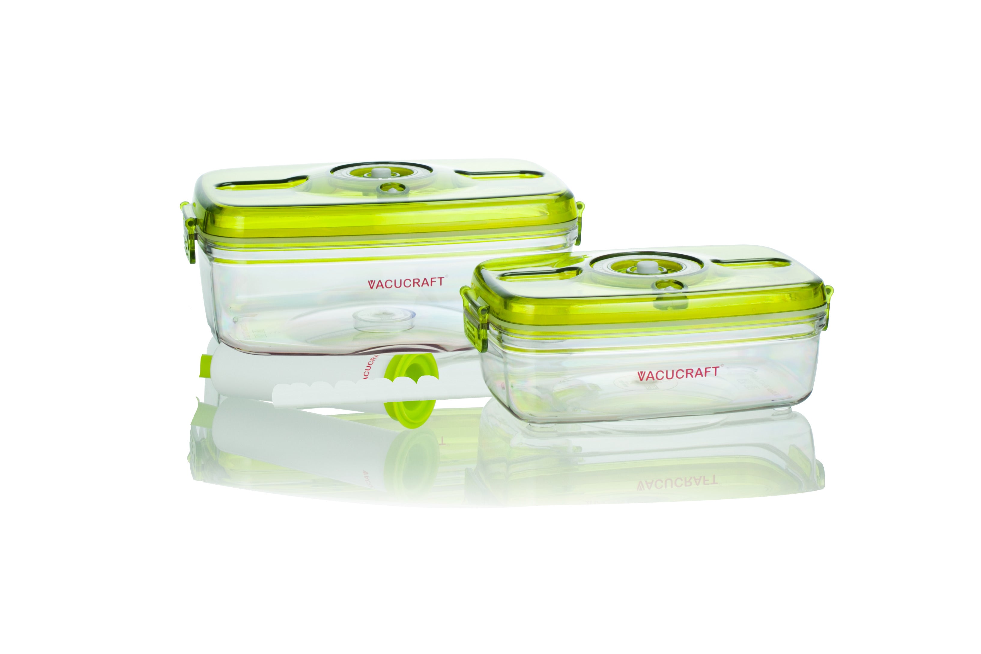 Vacucraft Set – 2 Rektangulära Vakuumbehållare (1L & 2L) + 1 Pump