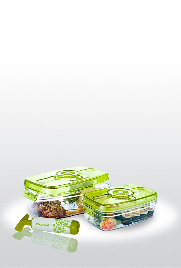 Vacucraft Set – 2 Rektangulära Vakuumbehållare (1L & 2L) + 1 Pump