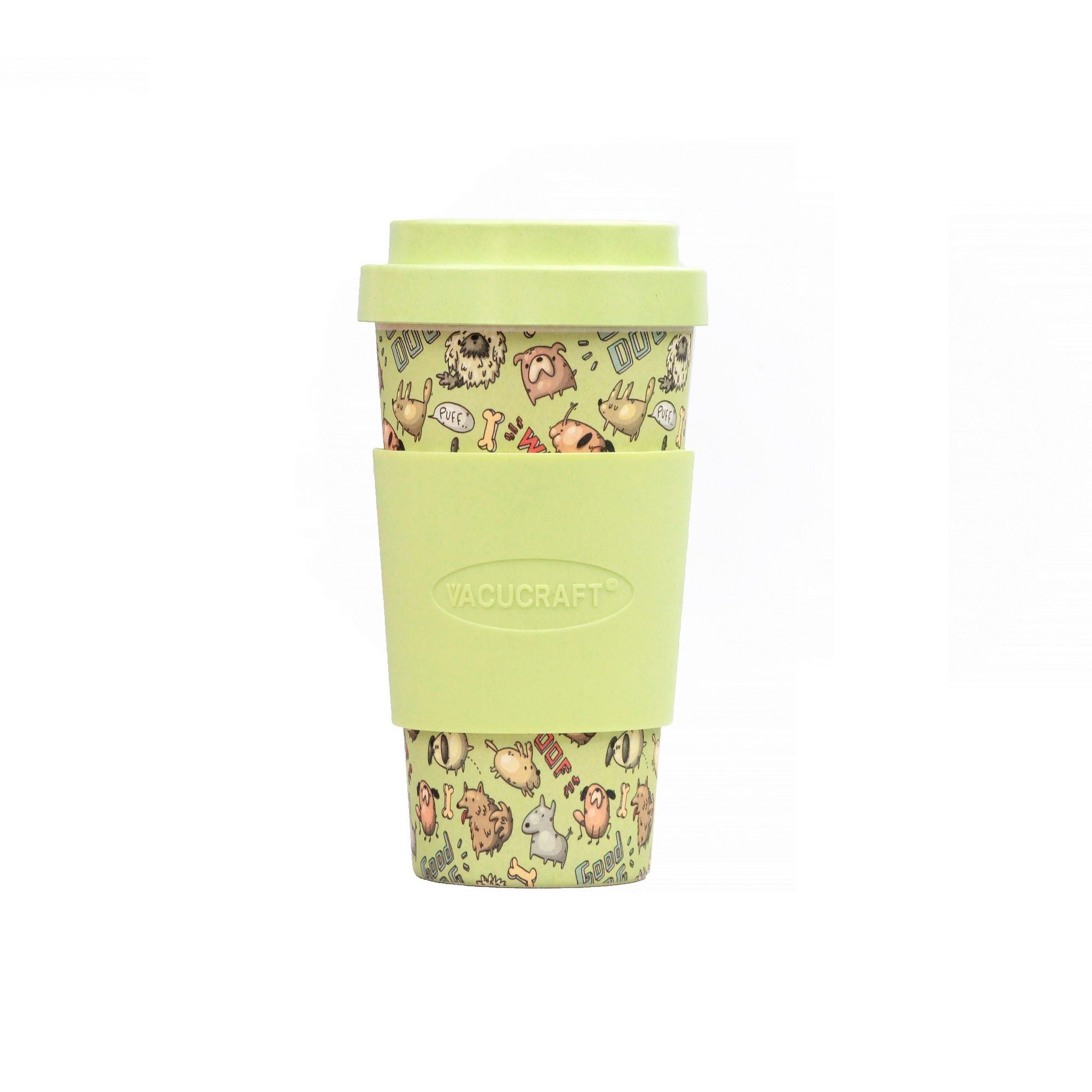Vacucraft Bambu Kaffe &amp; Te Kopp PET EDITION – 590 ml, Grön med Hundmotiv