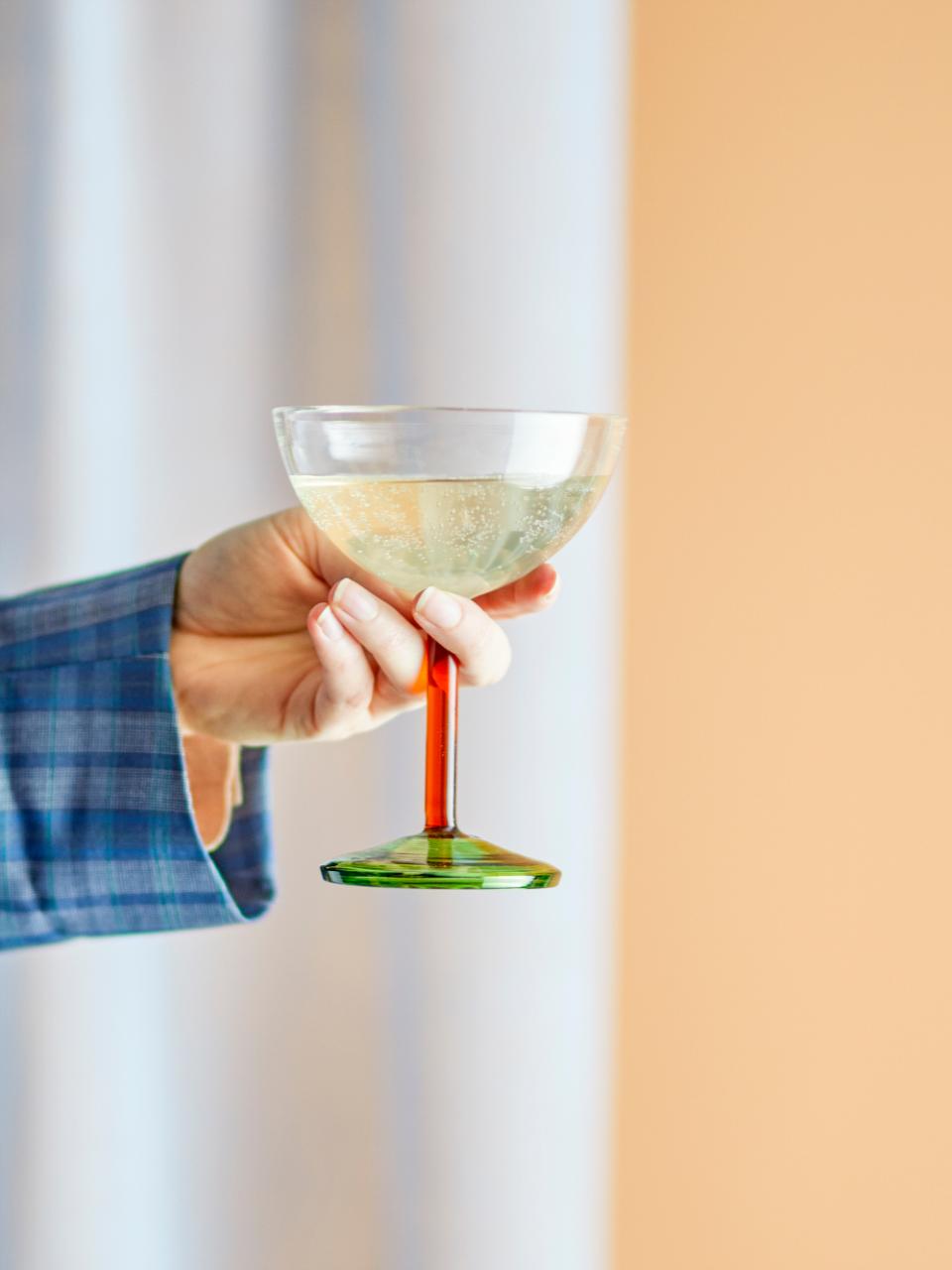 Bloomingville, Martine Cocktailglas Ø11 Grön/Röd Fot 230 ml