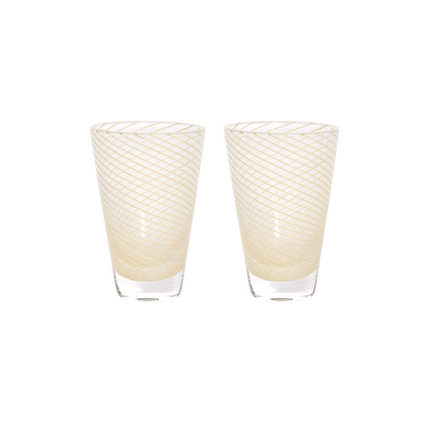 OYOY, Dricksglas Gul Randigt Ø7 2-Pack