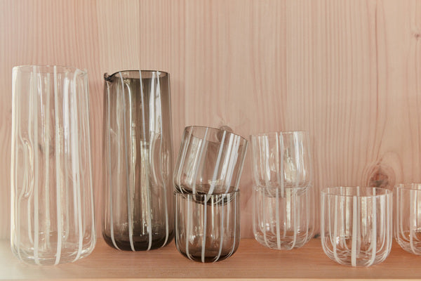 OYOY, Dricksglas Svart Randig 2-Pack
