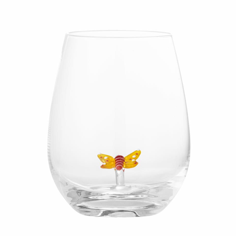 Bloomingville, Misa Dricksglas Ø9 Handdekorerad Fjäril Figur 560 ml