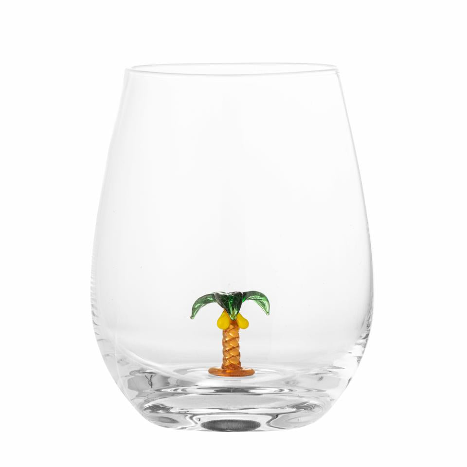 Bloomingville, Misa Dricksglas Ø9 Handdekorerad Palm Figur 560 ml