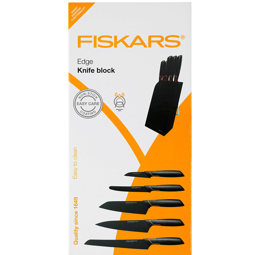 Fiskars - Edge Knivblock med 5 Köksknivar Svart