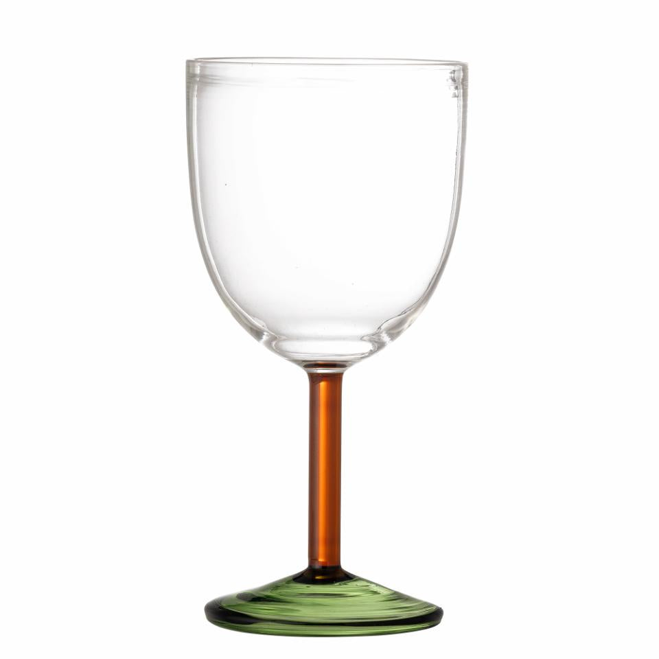 Bloomingville, Martine Vinglas Ø9 Grön/Röd Fot 220 ml