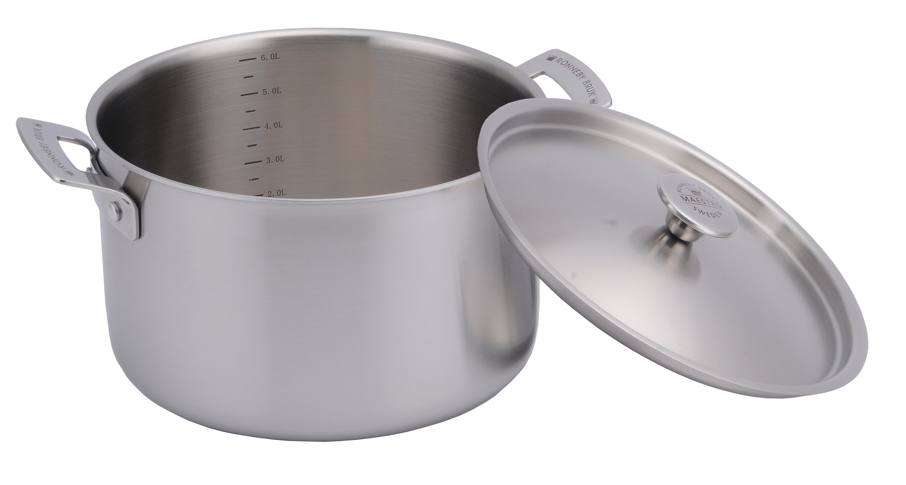 Ronneby Bruk – INOX Rostfri Gryta Ø24 cm 6 liter, 3-Ply Konstruktion