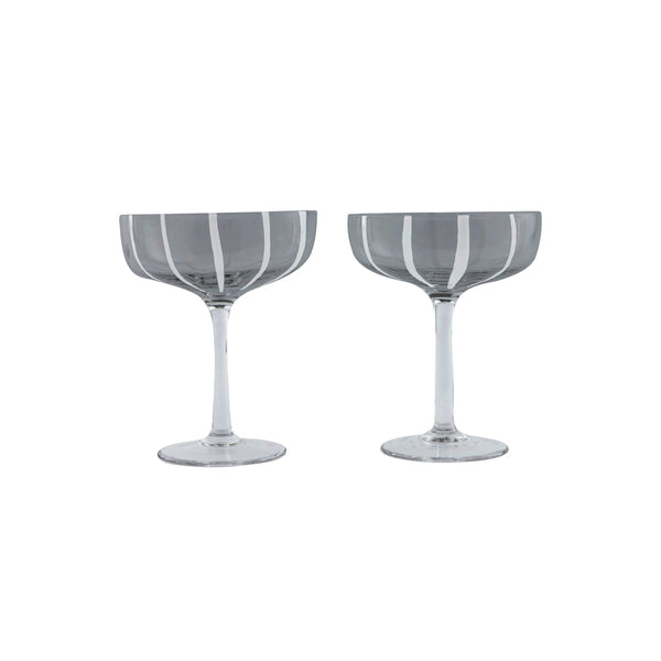 OYOY, Cocktailglas Grå Randigt 2-Pack