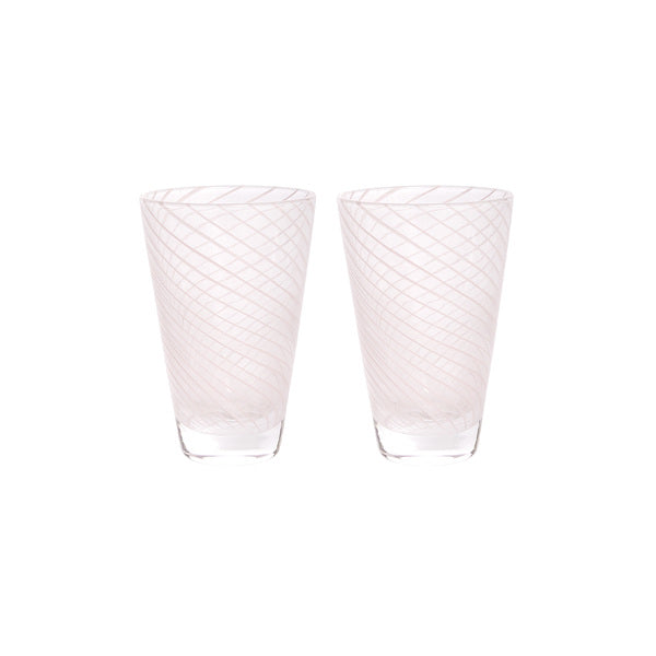 OYOY, Dricksglas Rosa Randigt Ø7 2-Pack