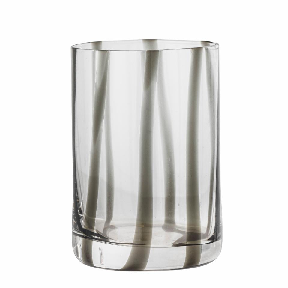 Bloomingville, Silja Dricksglas Ø7 Svart Randigt 370 ml