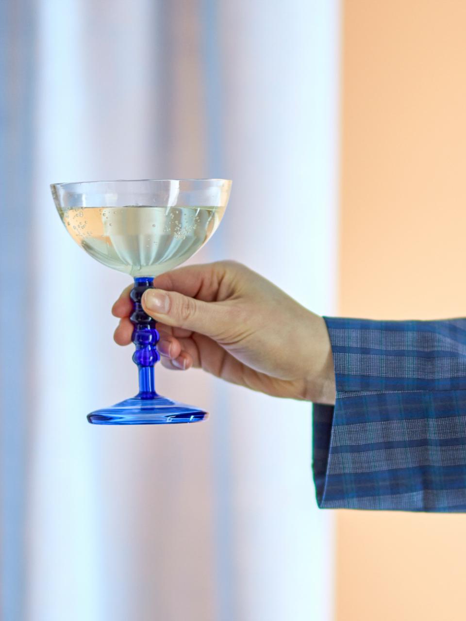 Bloomingville, Noemi Cocktailglas Ø11 Blå Fot 230 ml